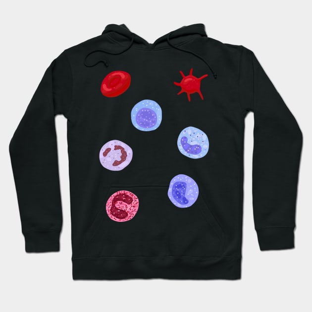 Hand Drawn Normal Blood Cells Pack Hoodie by Sofia Sava